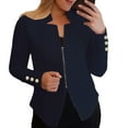 thumbnail image 2 of MPWEGNP Blazers for Women Women's Autumn Solid Color Zippered Cuffs Button Suit Jacket Blazer Jackets for Women Navy 5XL, 2 of 4