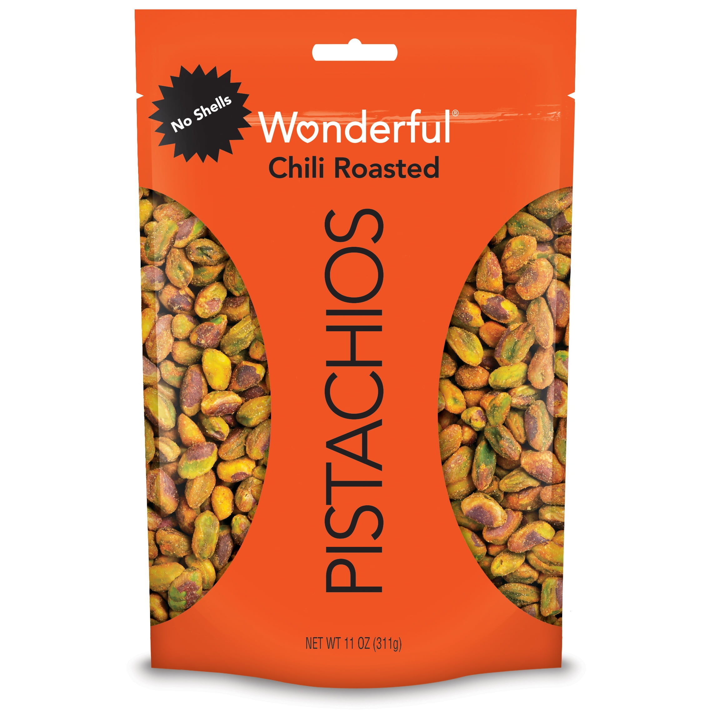 Wonderful Pistachios, No Shells, Chili Roasted, 11 Ounce Resealable Pouch