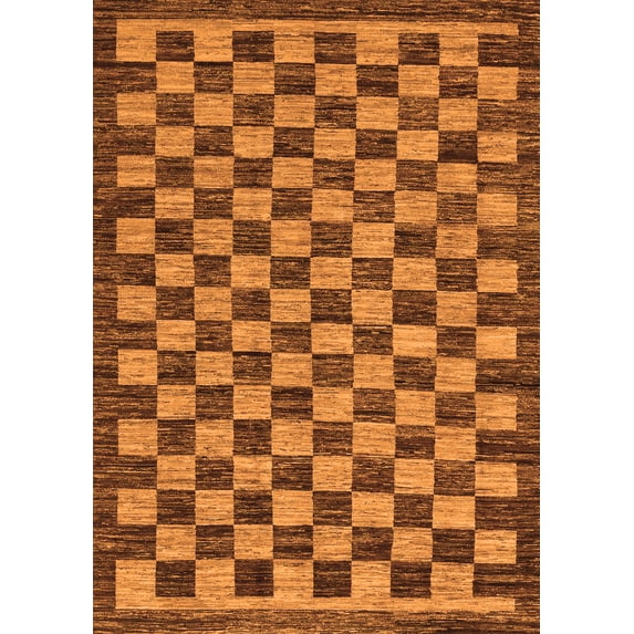 Ahgly Company Indoor Rectangle Checkered Orange Modern Area Rugs, 5' x 7'