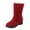 Red, variant on Fesfesfes Ankle Boots for Women Vintage Solid Color Round Head Plush Mid-heel Mid-calf Boots 35(US:4)