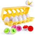 thumbnail image 1 of Matching Eggs 12 pcs Set Color & Shape Recoginition Sorter Puzzle for Easter Travel Bingo Game Early Learning Educational Fine Motor Skill Montessori Gift for Year Old Kids, 1 of 6