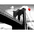 thumbnail image 2 of Masterfunk collective 24x19 Gold Ornate Wood Framed with Double Matting Museum Art Print Titled - Balloon over Brooklyn Bridge, 2 of 4