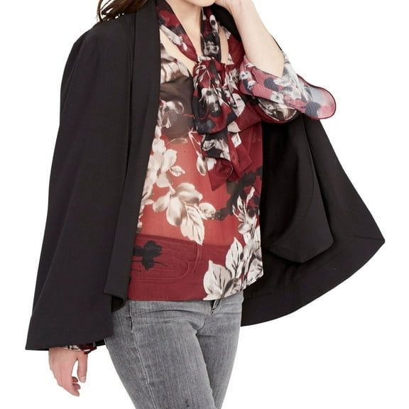 Rachel Roy Womens Tuxedo Cape Jacket, Black, Medium