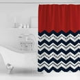 thumbnail image 4 of Black Chevron Shower Curtains for Bathroom Waterproof Fabric Bath Curtains Decor Bath Tub Curtain Geometric Navy Blue White Sea Wavy Striped Decorative Shower Curtain Sets with 12 Hooks, 72x72 Inch, 4 of 6