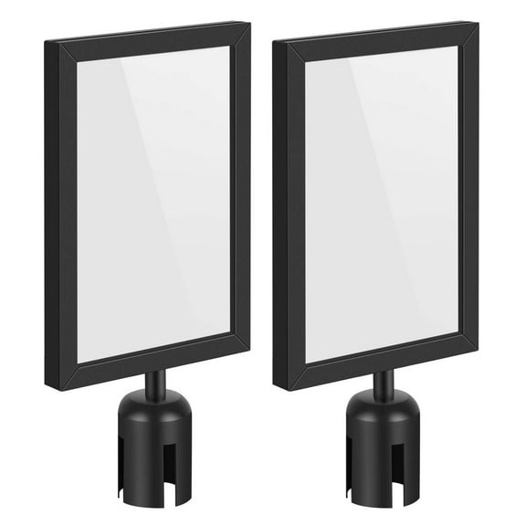 Stanchion Sign Holder Retractable Stanchions Topper 2.36" Dia (8.5" x 11" A4 Paper Size) Portrait Double Sided Display Sign Frame with Plexiglass f/ Crowd Control Stanchion Queue Barrier Rope