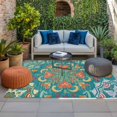 thumbnail image 2 of Green Boho Outdoor Rug for Patio/Deck/Porch, Non-Slip Large Area Rug 4 x 6 Ft, Shabby Vintage Ethnic Abstract Floral Art Indoor Outdoor Rugs Washable Area Rugs, Reversible Camping Rug Carpet Runner, 2 of 8