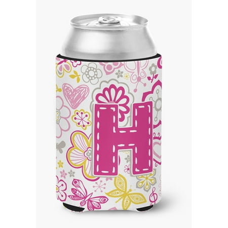 

Letter H Flowers and Butterflies Pink Can or Bottle Hugger