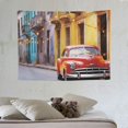 thumbnail image 4 of ONETECH  Cars Tapestry, Classical American Car in a Street with Houses Caribbeans Havana Cuba, Wide Wall Hanging for Bedroom Living Room Dorm,Orange Sand Brown, 4 of 7