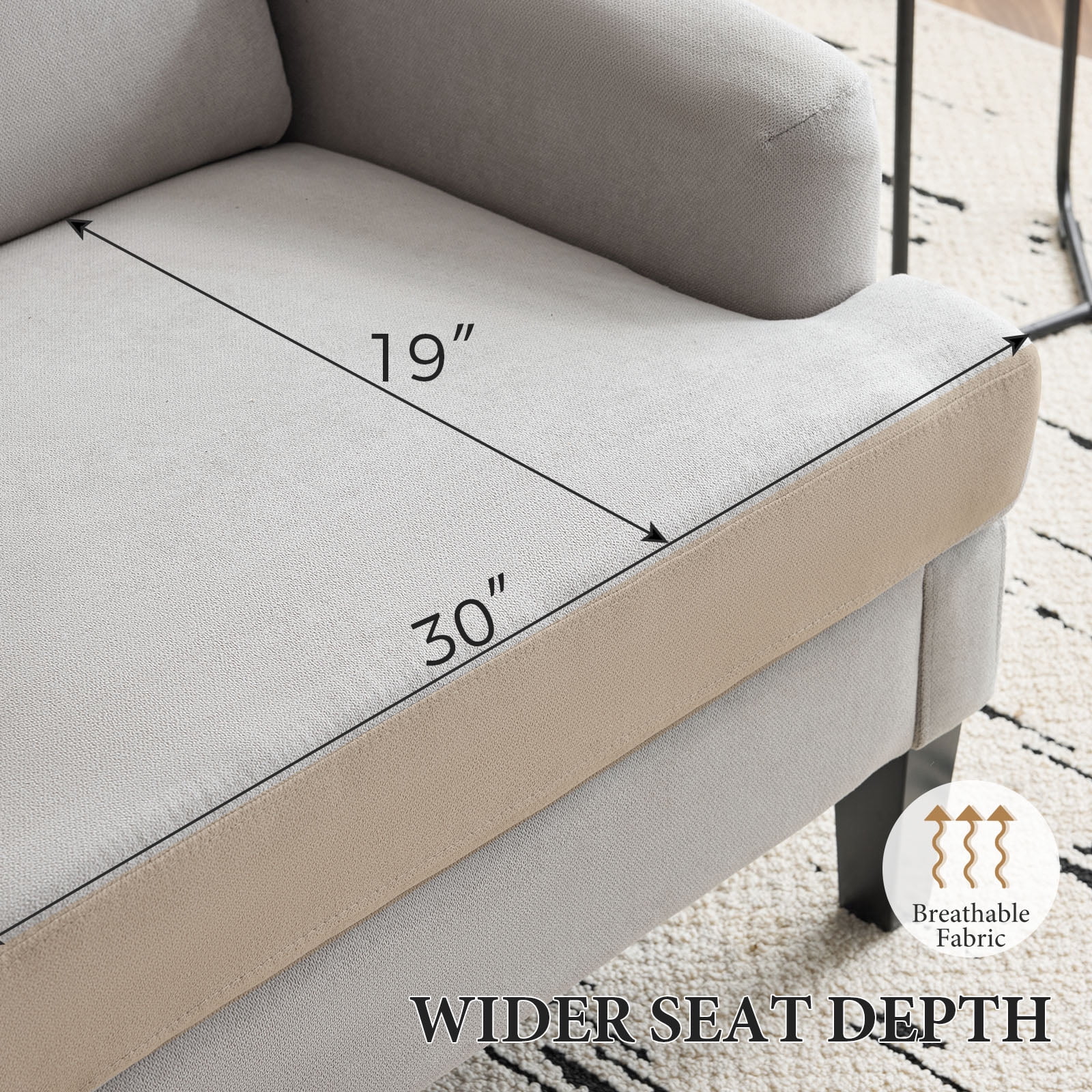 Bezseller Modern Accent Chair, Upholstered Armchair with Solid Legs,for Living Room, Bedroom, Office, Beige
