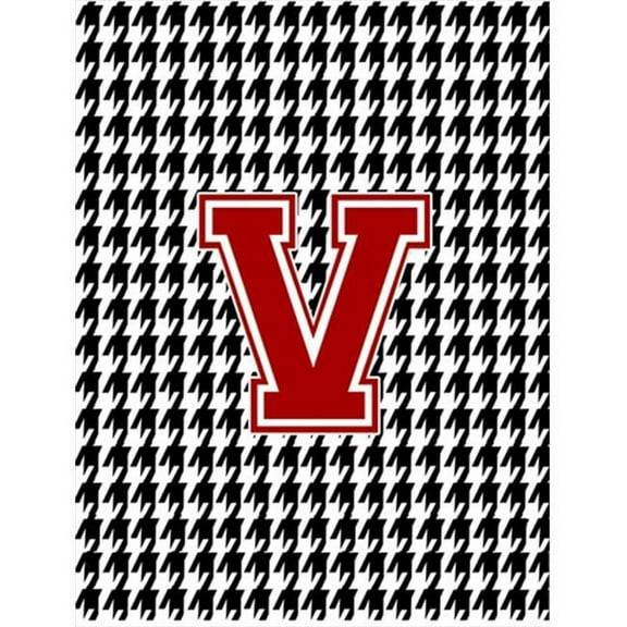 11 x 15 in. Houndstooth Black V Monogram Initial Garden Size Flag