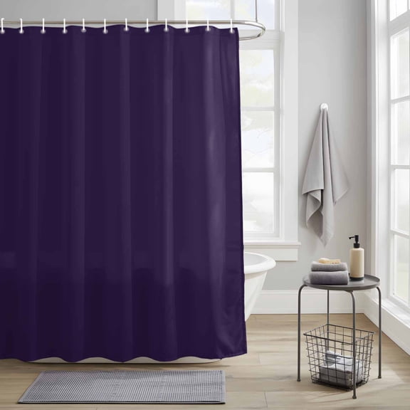 Solid Color Fabric Shower Curtain for Bathroom Waterproof Polyester Bath Curtain with 12 Hooks Dark Purple Washable Shower Curtain with Grommets 36"x72"