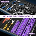 thumbnail image 3 of NN Magnetic Socket Organizer Holder Set – 3-Piece Tool Organizers Including 1/4", 3/8" and 1/2" Drive Socket Holder Metric 68 Pieces Socket Trays (Sockets are not Included) Purple, 3 of 14