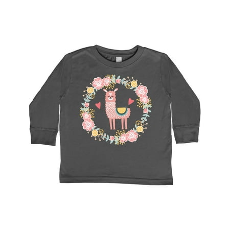 

Inktastic Llama Rose Flower Wreath Gift Toddler Toddler Girl Long Sleeve T-Shirt