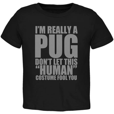 Halloween Human Pug Costume Black Toddler T-Shirt