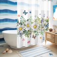 thumbnail image 5 of No Hook Shower Curtain, Spring Daisy Leaves Shower Curtains for Bathroom with See Through Top Window, Farmhouse Watercolor Flowers Butterfly Waterproof & Washable Bath Curtain 60"x72", 5 of 9