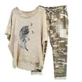 thumbnail image 1 of Fankiway Ensemble Imprimé pour Femmes Col Rond Manches Mi-Longues Pull + Pantalon Tenues d'Été pour Femmes 2261 Pcs, 1 of 6