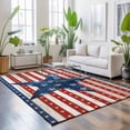 thumbnail image 3 of Area Rugs 2.7'x5', Independence Day Carpet Runner Indoor Outdoor Rugs Home Decor Aesthetic, 4 of July Blue Red Stars Striped Wood Non Slip Mats Washable Accent Rug for Living Room Bedroom, 3 of 8