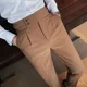 thumbnail image 4 of Pantalones de hombre color café Nadir, pantalones casuales de negocios con botones de París, de un solo pliegue, que suavizan tu silueta, 4 of 4