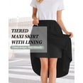 thumbnail image 3 of TEMOFON Midi Pleated Skirts for Women Elastic High Waist with Pockets Maxi A Line Trendy Flowy Dresses Summer Linen Clothing Black S, 3 of 9