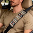 thumbnail image 5 of Xoenoiee Aztec Southwest American Tribal Pattern Car Accessories Set of 5, PU Leather Front Seat Covers, Seatbelt Covers and Center Console Armrest Cover, Universal Fit for Most Vehicles, 5 of 7