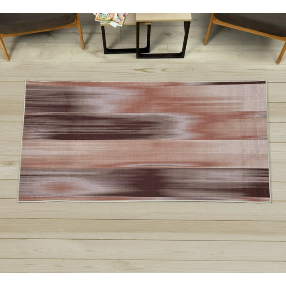 Earth Tones Decorative Rug, Abstract Modern Design Ombre Inspired Smooth Color Transitions, Quality Carpet for Bedroom Dorm and Living Room, 6 Sizes, Peach Brown, by Ambesonne