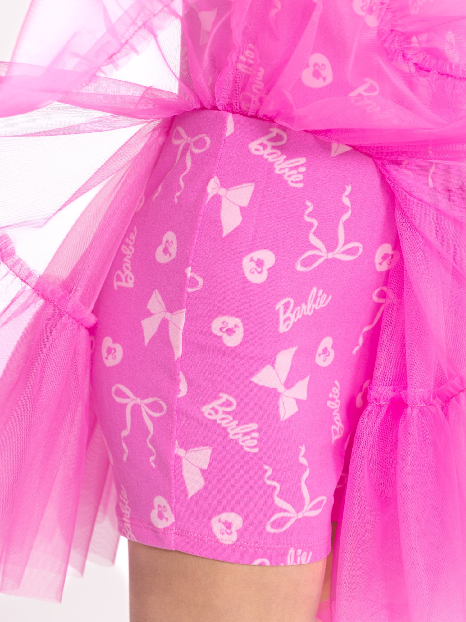 Barbie Girls Sleeveless Allover Print Tulle Romper, Sizes 4-12
