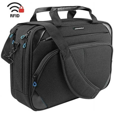 KROSER Laptop Bag Briefcase for 15.6" Laptop Messenger Bag Work Bag Laptop Shoulder Bag-Black/Blue