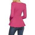 thumbnail image 3 of INSPIRE CHIC Women's Tops Long Sleeves Scoop Neck Casual Peplum Shirts S Magenta, 3 of 8