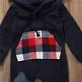 thumbnail image 3 of StylesILove Baby Toddler Boys Navy Long Sleeve Bear Ears Hooded Plaid Romper Autumn Winter Cotton Jumpsuit Outfit (6 Months), 3 of 6