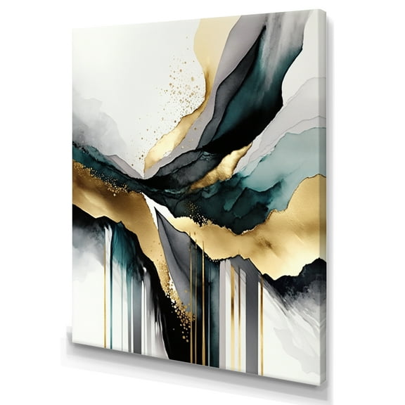 Designart Abstract Geode Marble White And Gold IV Canvas Wall Art