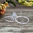 thumbnail image 5 of 2Pcs Wedding Ring Set Pear Shape 1.75 Carat Aquamarine Engagement Ring On 10k White gold Halo Design, 5 of 5