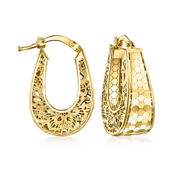 Ross-Simons Italian 18kt Yellow Gold Filigree Hoop Earrings, Women's, Adult