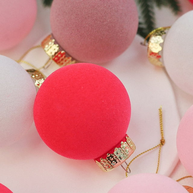 Ornamentos de Árbol de Navidad 12 Bolas de Navidad de Terciopelo Bolas de Árbol de Navidad de Peluche Decoraciones de Árbol de Navidad Bolas de Plástico Decoraciones de Navidad Colgantes Decoraciones