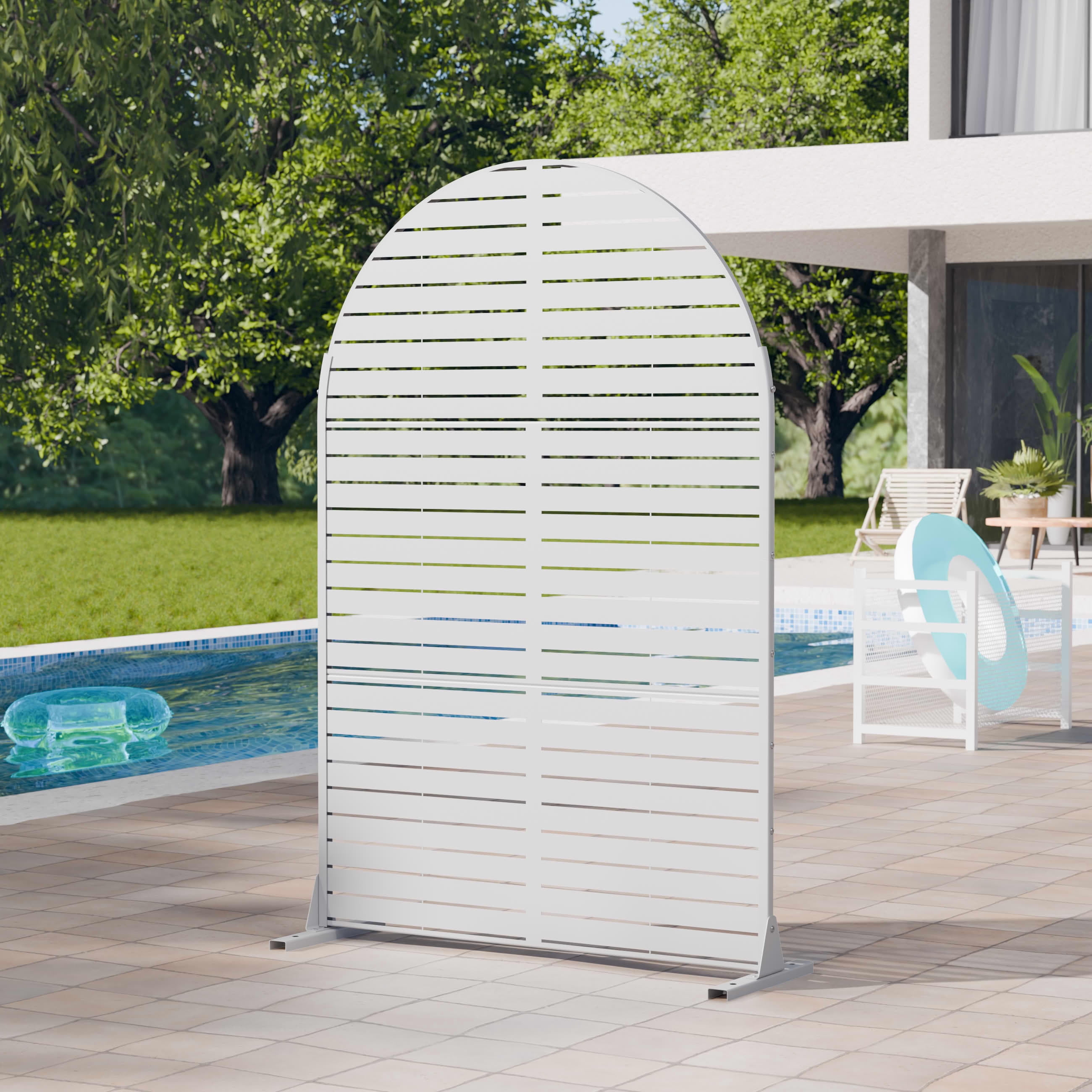 MAYEERTY 2-Piece Outdoor Metal Privacy Screen 6ft × 4ft White, 3-Panel Classic Louvered, Rust-Resistant for Patio