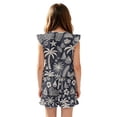 thumbnail image 2 of ZIATUBLE4S Dark Blue Tropical Pattern Print Girls Jumpsuit Summer Casual Romper Flutter Sleeves One-Piece Playsuit Elastic High Waist Kids Outfit with Pockets for 13-14 Y, 2 of 6