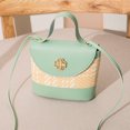 thumbnail image 1 of Women Straw Patchwork Color Small Backpack Flower Bucket Small Bag Messenger Bag, 1 of 2