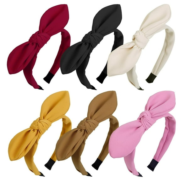 LinYooLi 6 Packs HAIRBAND for Women Girls Cute Knotted Tie Head Bands with Bow Wide Retro Solid Color Hairbands Hair Accessories