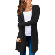 Beecarchil Women's Long Sleeve Hoodie Sweaters Open Front Cardigan with Pockets S-XL