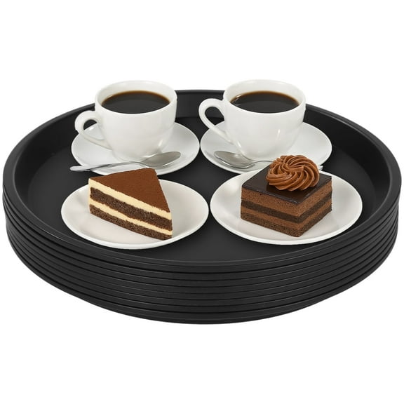 8 PCS Restaurant Serving Trays, Stackable Non-Slip Plastic Food Serving Platters for Kitchen Cafes Cafeteria Bar Use