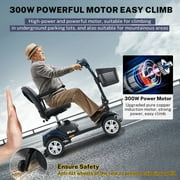 Mobility Scooters, Heavy Duty Compact AdultsElectric Scooters with 300W Motor, Motorized Scooter with Detachable Basket, Outdoor Senior Scooter With Anti-Tip wheel, Lite Blue, SS550