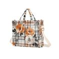 thumbnail image 7 of FORMRS Womens Corduroy Tote Bag Crossbody Shoulder Handbag with Pocket, Plaid Floral, 7 of 7