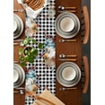 thumbnail image 3 of Table Runner 120 Inches Long for Kitchen Dining, Orange Blue Pumpkins Fall Dresser Scarf Farmhouse, Dining Table Decorations for Wedding/Parties, Thanksgiving Eucalyptus Black Check 13 x 120 In, 3 of 9
