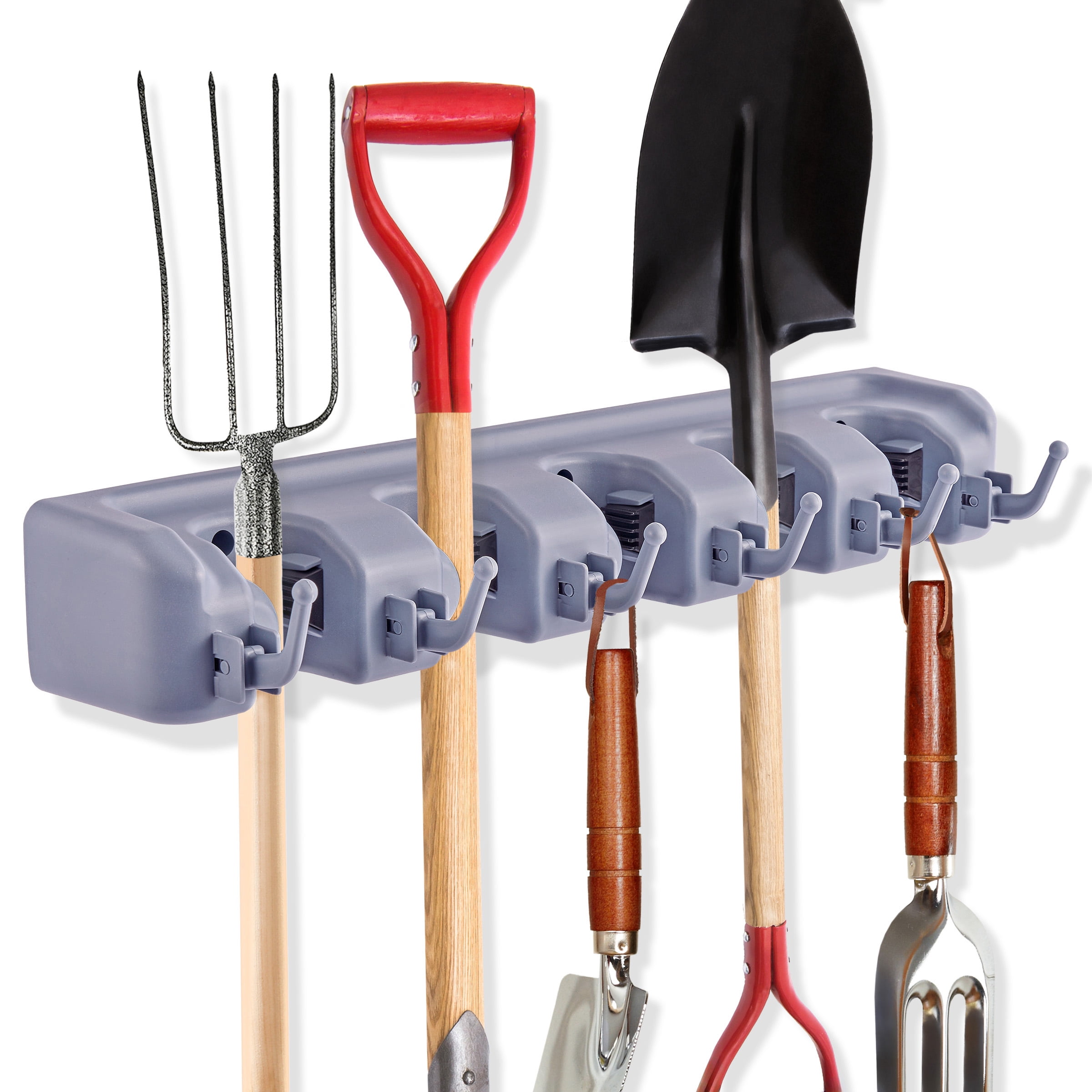 Sorbus 16-Inch Wall Mounted Broom & Garden Tool Organizer Rack for Garage & Shed Storage, Gray