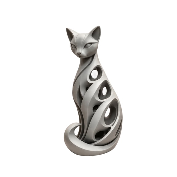 5.9 Inch Modern Cat Figurine, Elegant Spiral Openwork Feline Accent for Bookcase, Desktop, Shelf, Living Room and Cat Lover Gift