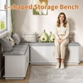thumbnail image 5 of Gineuiia L-Shape Storage Bench with Cushion Backless Corner Dining Bench with Storage Kitchen Breakfast Nook Bench Storage Bench for Entryway White, 5 of 8