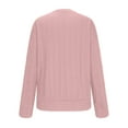 thumbnail image 5 of AXXD Pink Basic Crewneck Sweatshirts Women Summer 2024 Loose Trendy Button V-Neck Long Sleeve Casual T-shirt Top Solid Blouse, 5 of 6