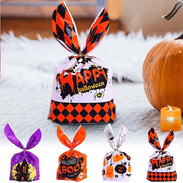 Halloween En Orejas, Adorables Empaques En Calabaza, Refrigerantes, Cierre Autosellante, Plástico Duradero, Perfecto En Regalos de Fiesta, Uso Versátil, Juego de 50 Piezas, Diseño Festivo.