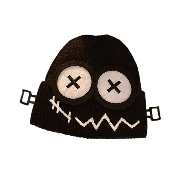 Gorro de punto estilo beanie, divertido, moderno y decorativo para el invierno. Negro