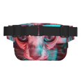 thumbnail image 3 of Fotbe Psychedelic Hairless Cat Cangurera Cuadrada con Estampado de Doble Capa, Bolsa de Cintura Ajustable Mini para Hombres y Mujeres, 3 of 9
