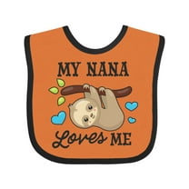Inktastic My Nana Loves Me with Sloth and Hearts Boys or Girls Baby Bib
